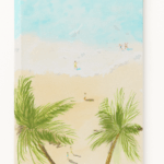南国の海で遊ぶ人の絵