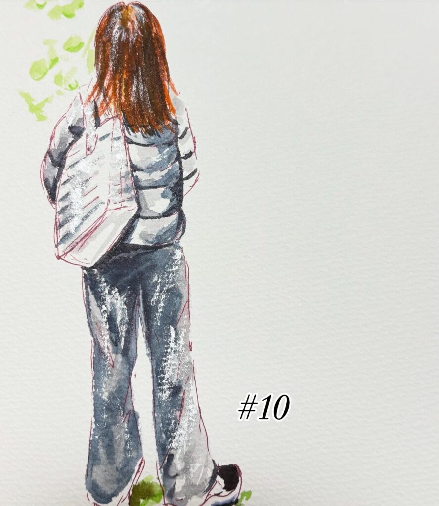 女性の後ろ姿のイラスト