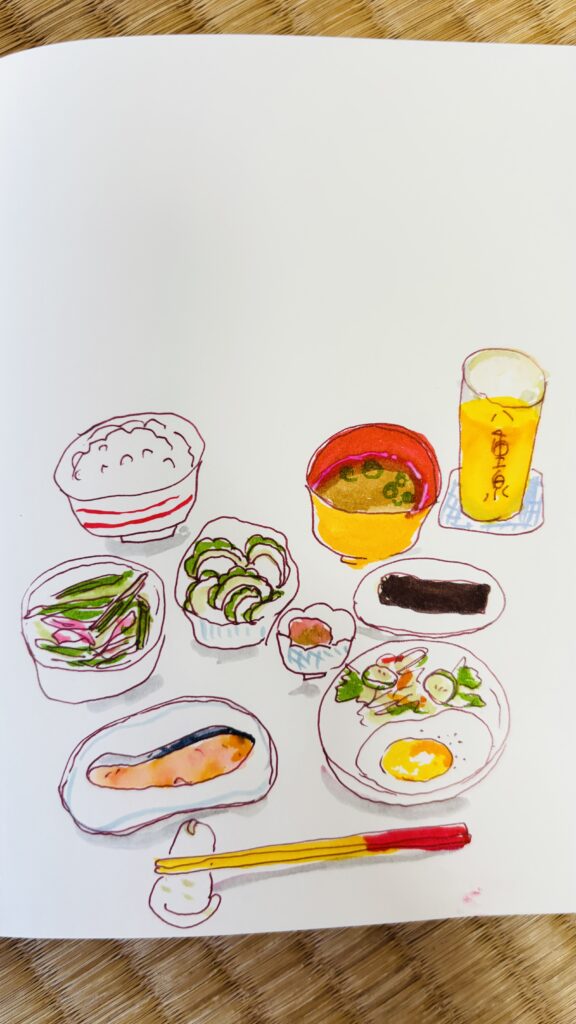 画像 鮭定食の水彩イラスト