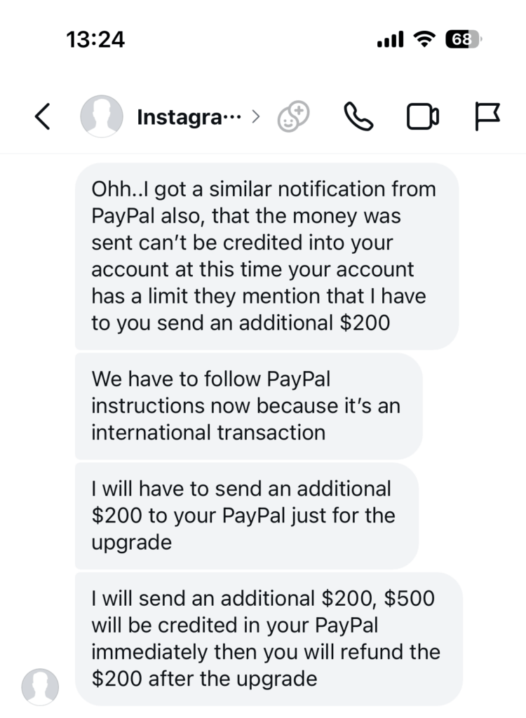 画像 Paypalを装った詐欺メール