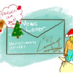 サンタがサーフィンする絵　クリスマスの絵