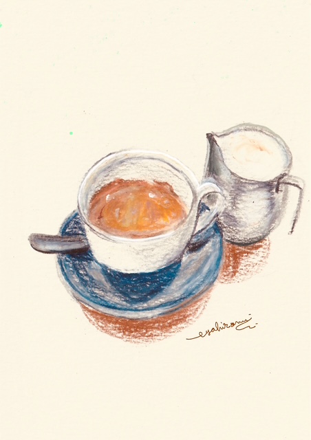 エスプレッソ　ミルク　イラスト　カフェイラスト